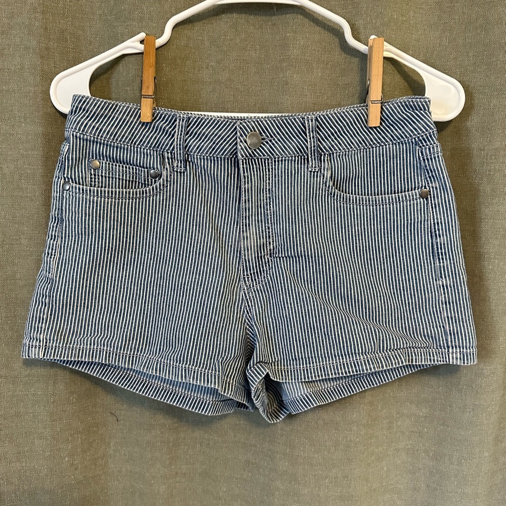 Abound: Navy Pinstripe High Rise Short Shorts